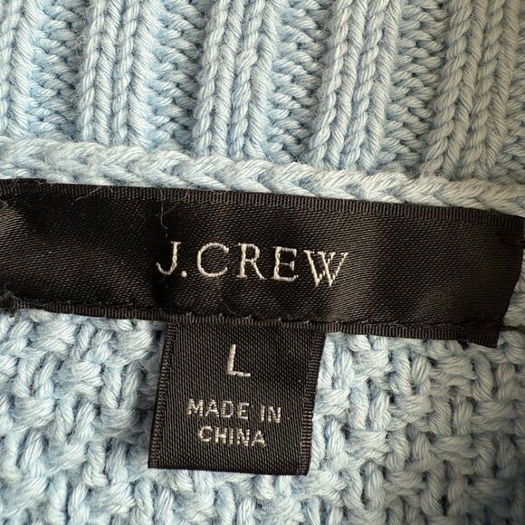 J. Crew Women's Light Blue Cable Knit Mockneck Sweater Size Large 100% Cotton - Picture 7 of 9